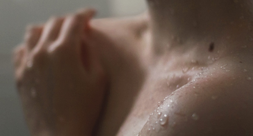 Women skin care at shower 